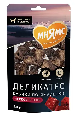 Купить Мнямс Деликатес лакомство для собак Кубики по-ямальски из легкого северного оленя
