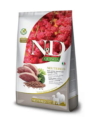 Farmina N&D Quinoa Dog Neutered Medium&Maxi сухой беззерновой корм для стерилизованных собак средних и крупных пород с уткой, киноа, брокколи и спаржей