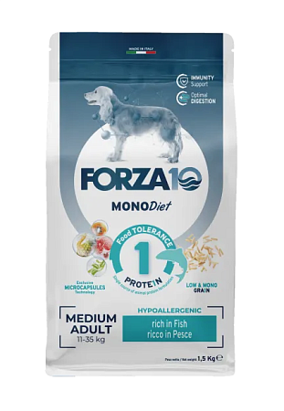 Купить forza10 monodiet adult medium pesce сухой корм для взрослых собак средних пород, с рыбой