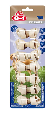 8in1 DELIGHTS Beef XS лакомство для собак мелких пород косточки с говядиной