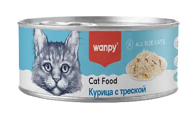 Wanpy Cat Консервы для кошек "Курица с треской"