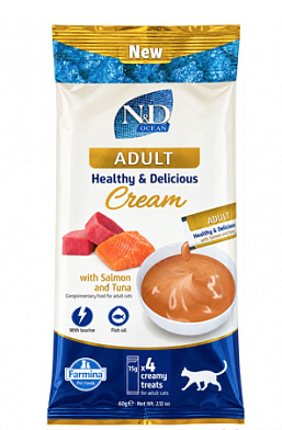 Farmina N&D Ocean Cat Cream лакомство для кошек, крем-суп с лососем и тунцом