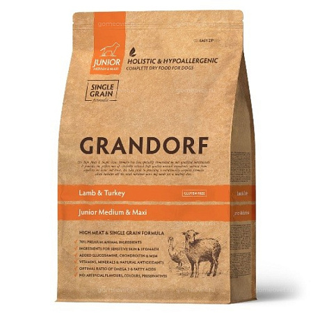 Купить grandorf сухой корм для щенков и юниоров всех пород, ягненок с индейкой