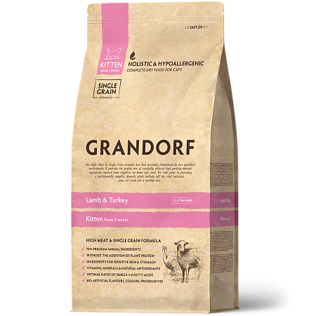 Купить grandorf сухой низкозерновой корм для котят с ягненком и индейкой