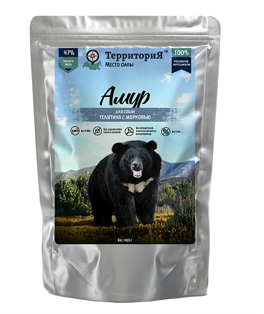 Купить ТерриториЯ влажный корм «Амур» для взрослых собак всех пород, телятина с морковью (пауч)