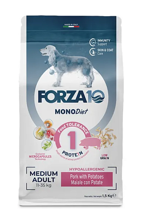 Купить forza10 monodiet adult medium maiale con patate сухой корм для взрослых собак средних пород со свининой и картофелем