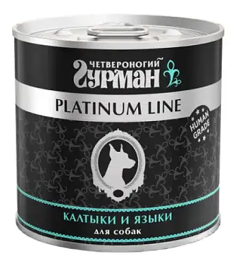 Четвероногий Гурман Platinum Line консервы для взрослых собак всех пород, калтыки и языки в желе