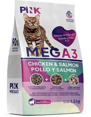 Pink Mega 3 сухой корм для кошек, с курицей, 3 гранулы