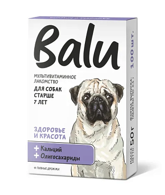 BALU мультивитаминное лакомство для собак старше 7 лет, "Здоровье и красота" с кальцием и олигосахаридами