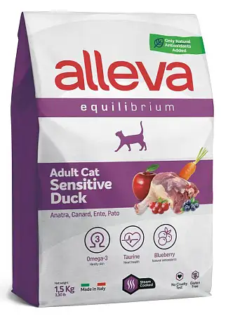 Купить alleva equilibrium adult cat sensitive duck сухой корм для взрослых кошек с чувствительным пищеварением утка