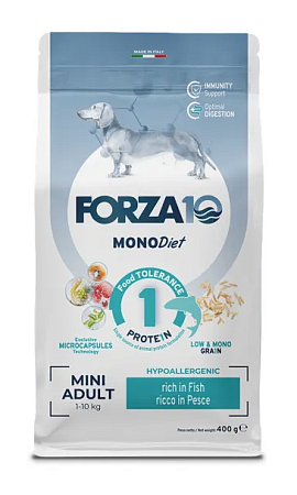 Купить forza10 monodiet adult mini pesce сухой корм для взрослых собак мелких пород, с рыбой