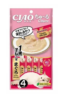 INABA Ciao Churu Лакомство для котят Пюре Тунец Магуро