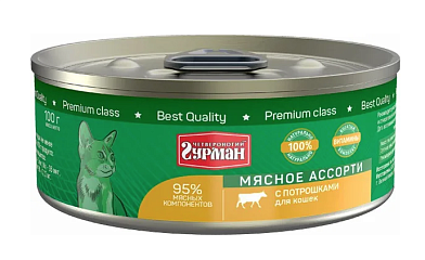 Четвероногий Гурман Мясное ассорти консервы для кошек с потрошками