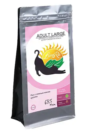 Купить livera adult large сухой корм для кошек крупных пород кролик с рисом