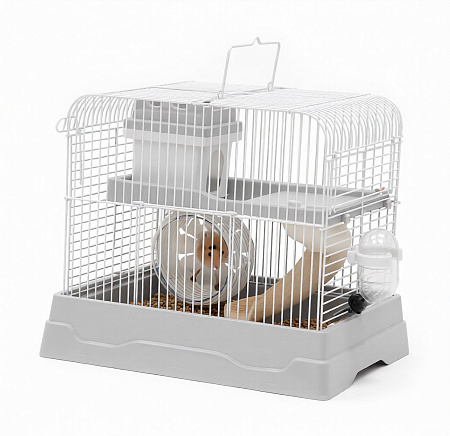 Купить №1 клетка для хомяков 2-этажная прямоугольная, укомплектованная, серая
