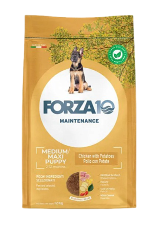 Купить forza10 maintenance medium/maxi puppy сухой корм для щенков средних и крупных пород и сук в период беременности и лактации, с курицей