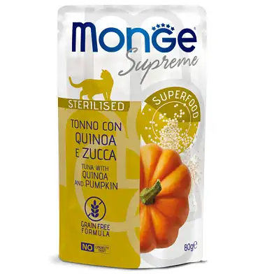 Monge Supreme Sterilized Cat влажный корм для стерилизованных кошек с тунцом, киноа и тыквой (пауч)