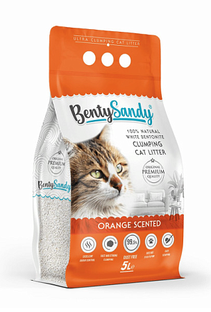 Купить bentysandy orange наполнитель для кошачьего туалета комкующийся, глиняный, с ароматом апельсина