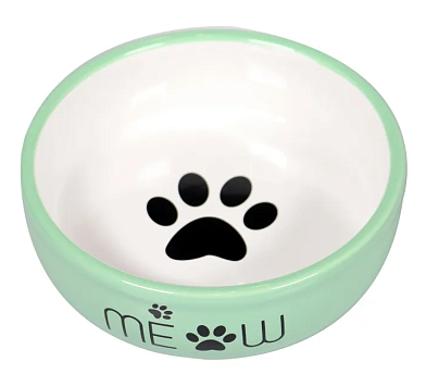 Mr.Kranch MEOW миска керамическая для кошек, зеленая