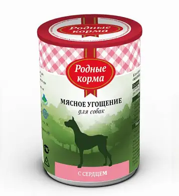 Родные корма Мясное угощение консервы с сердцем для собак
