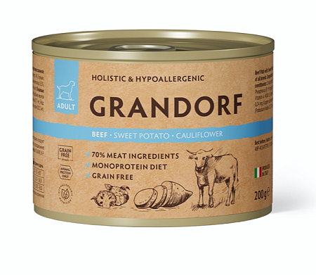 Купить grandorf Консервы для собак  Паштет из говядины с бататом и цветной капустой