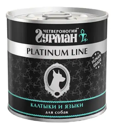 Купить Четвероногий Гурман platinum line консервы для взрослых собак всех пород, калтыки и языки в желе