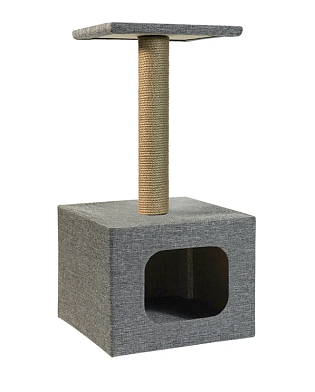 ZOOexpress комплекс для кошек "Куб большой с полкой" рогожка