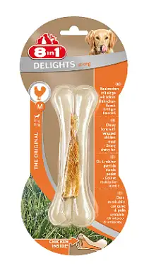 8in1 DELIGHTS Strong M лакомство для собак средних и крупных пород сверхпрочная косточка с куриным мясом