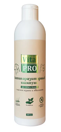 Купить vita pro биошампунь для собак и кошек антипаразитарный универсальный, с маслом герани и эвкалипта