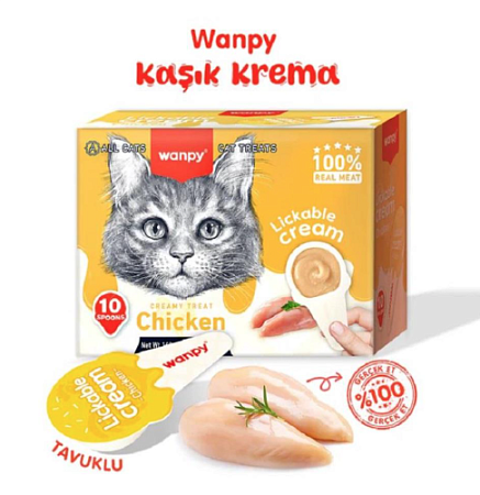 Купить wanpy cat Крем-лакомство для кошек в ложечке из курицы