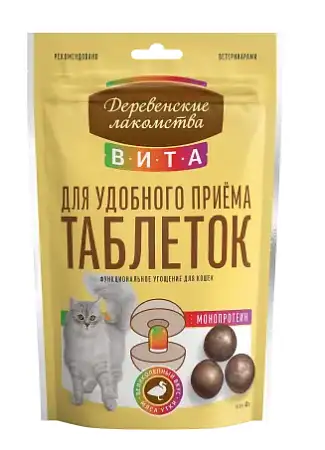 Купить Деревенские лакомства ВИТА угощение для удобного приёма таблеток для кошек, утка