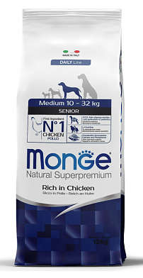 Monge Dog Medium сухой корм для пожилых собак средних пород с курицей