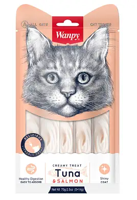 Wanpy Cat Лакомство для кошек «нежное пюре» из тунца и лосося