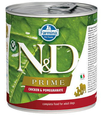 Farmina N&D Prime Dog консервы для взрослых собак всех пород с курицей и гранатом