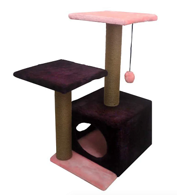 ZOOexpress комлекс для кошек "Куб с полками и двумя входами" мех однотонный