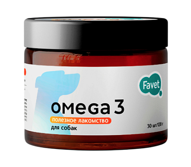 Favet Полезное лакомство для собак, Omega 3 SoftChews качество шерсти 