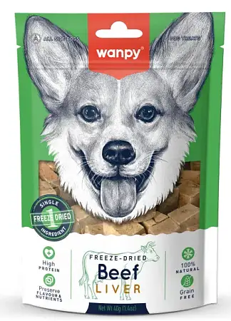 Купить wanpy dog сублимированное лакомство для собак с говядиной и печенью