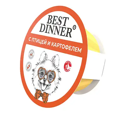 Best Dinner влажный корм паштет для взрослых собак с птицей и картофелем (ламистер)