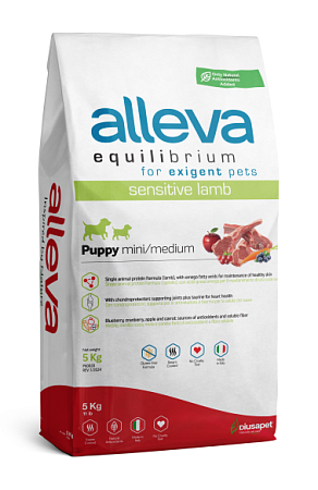 Купить alleva equilibrium sensitive puppy mini medium сухой корм для щенков мелких и средних пород с ягненком