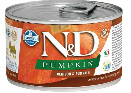 Купить farmina n&d pumpkin dog mini влажный беззерновой корм для взрослых собак мелких пород с тыквой и олениной
