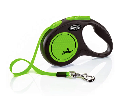 Flexi Neon New Classic рулетка ремень для собак, светоотражающая, зеленый неон