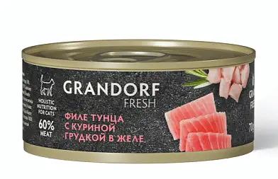 GRANDORF FRESH Консервы для кошек Филе тунца с куриной грудкой в желе