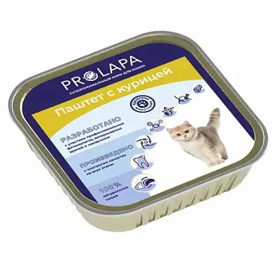 Prolapa Premium ламистер полнорационный консервированный корм паштет с курицей для кошек 