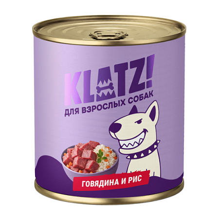 Купить klatz! консервы для взрослых собак всех пород с говядиной и рисом
