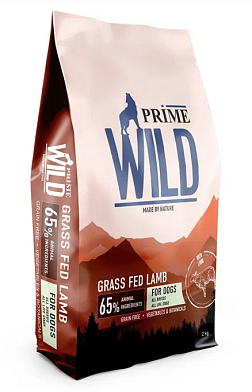 Prime Wild GF Grass Fed сухой беззерновой корм для взрослых собак и щенков всех пород, с ягненком