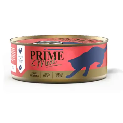 Prime Meat консервы для кошек, курица с креветкой, филе в желе