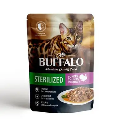 Mr.Buffalo влажный корм для стерилизованных кошек индейка в соусе (пауч)