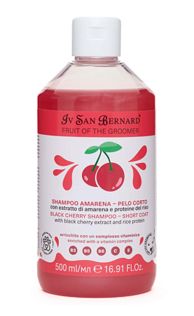 Купить iv san bernard fruit of the grommer black cherry Шампунь для короткой шерсти с протеинами риса для собак и кошек