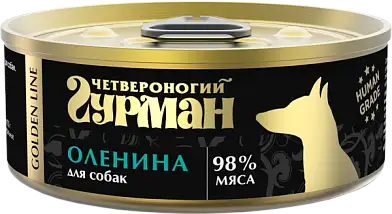 Четвероногий гурман Консервы для собак натуральная оленина в желе Golden Line