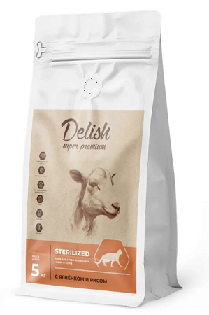 Купить delish super premium Сухой корм для стерилизованных кошек с ягненком и рисом